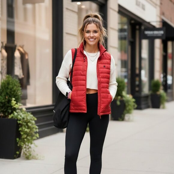 Clique Womens Red Quilted Full Zip Puffer Vest Size Large NWOT - Picture 1 of 8
